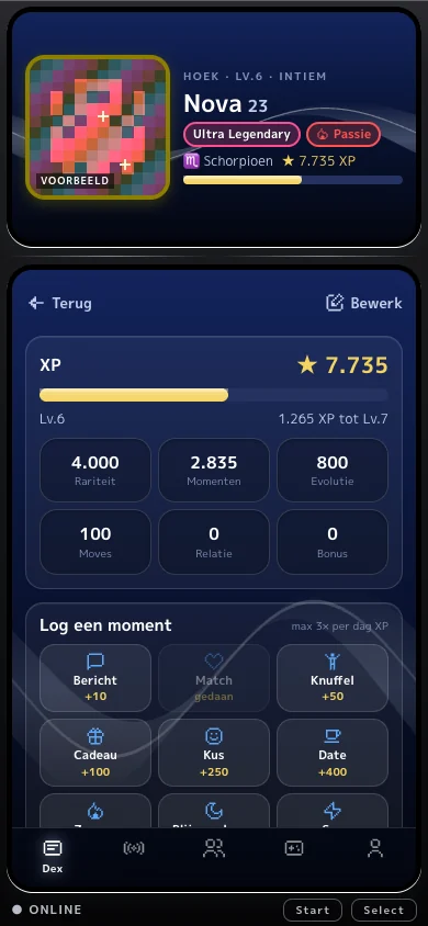 Dezelfde kaart van Nova in het PS3-thema: donkerblauw met een golvende lichtband.