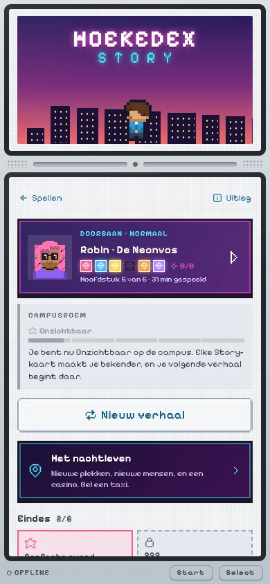 Het Story-menu, met je Campusroem